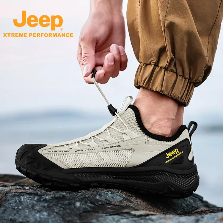 JEEP/吉普户外徒步鞋夏季男士透气轻量化网面爆米花软底运动男鞋