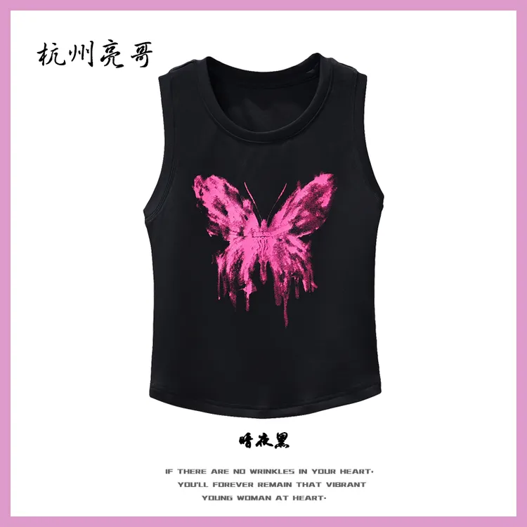 【亮哥女装】2025欧版黑色背心百搭无袖高弹重工绣花背心3886-B8