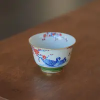 【YR】翡翠绿描金 （鸭趣）   圆融杯