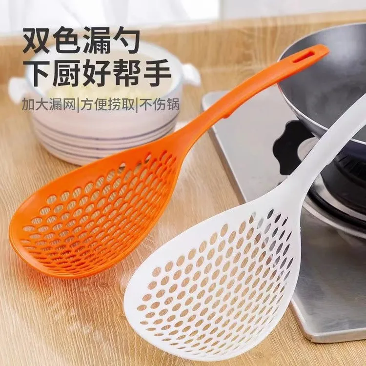 日式家用耐高温捞面大漏勺大号过滤网厨房用长柄饺子馄饨汤圆捞勺