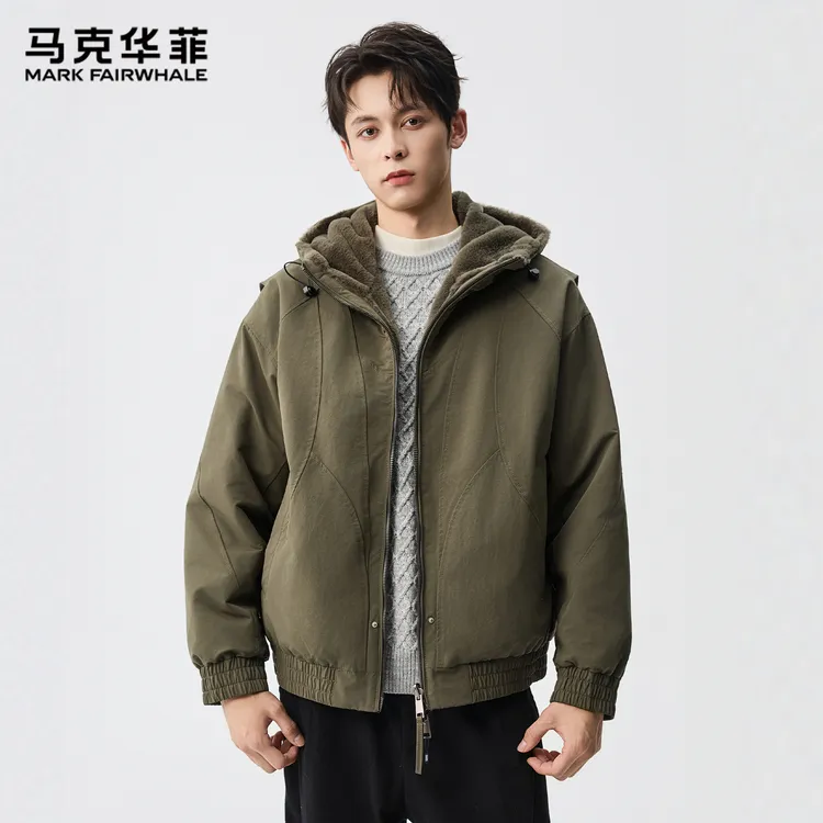 马克华菲秋冬季新款男士加厚毛绒双面座山雕外套时尚休闲夹克棉衣