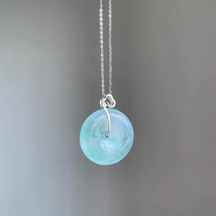 平安扣吊坠镀18k白金色夹扣头项坠扣配件女款时尚diy饰品手工