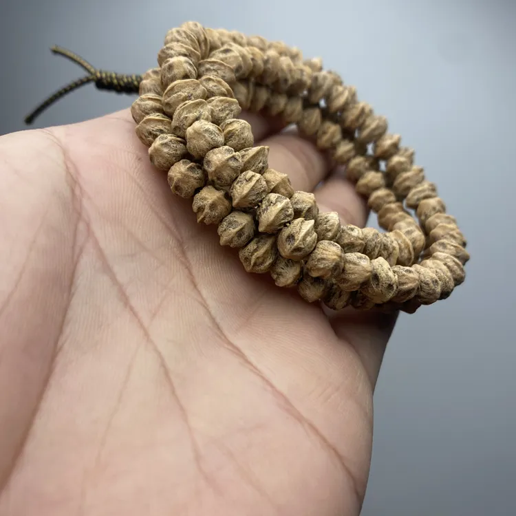 【盘柏阁】热振柏香籽鸭嘴兽白牙鬼眼原桩横打108颗百香籽文玩手串