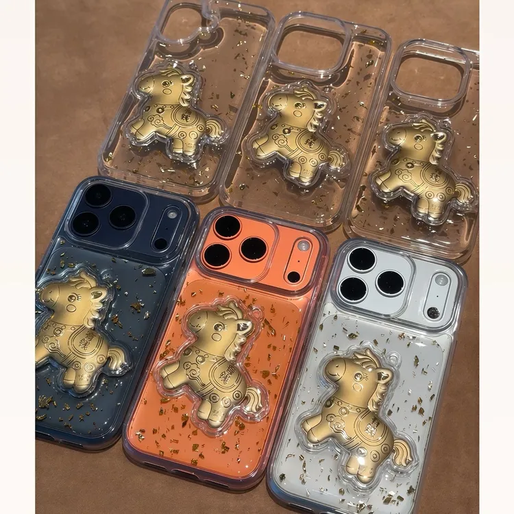 适用闪金有钱马苹果17promax金箔手机壳iPhone16/15/14/13滴胶12