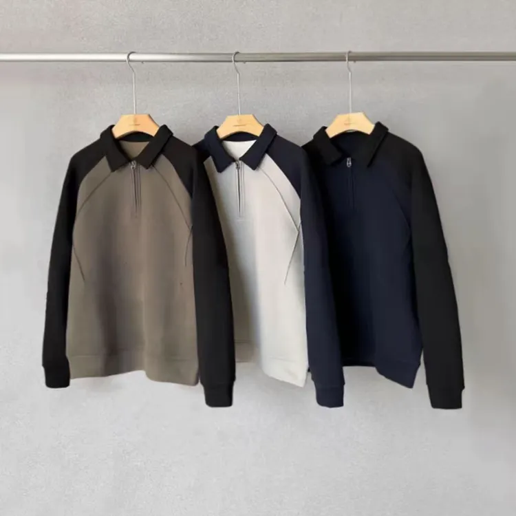 【冬季新款结构加绒加厚半拉链翻领卫衣】时尚休闲百搭男士翻领卫衣