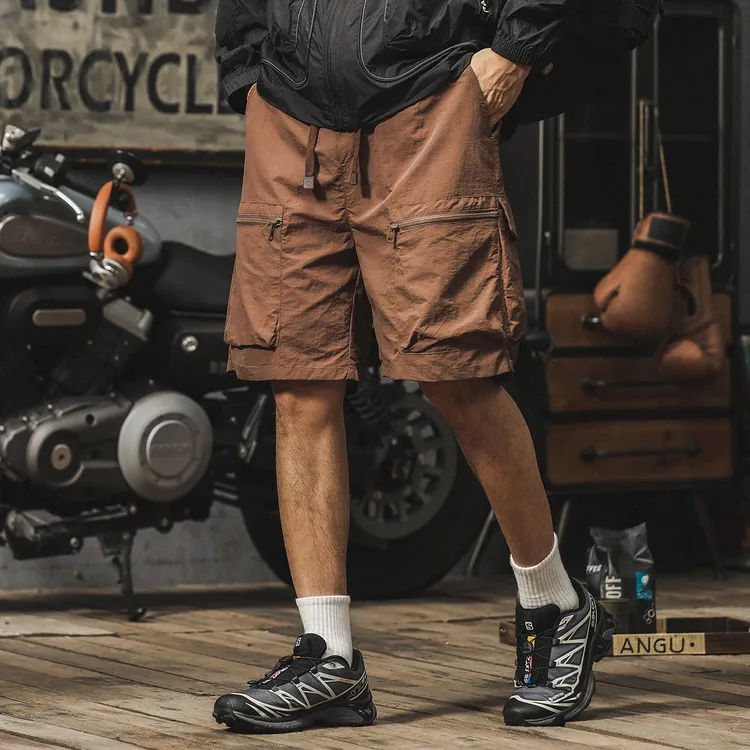 男装夏季多口袋速干轻薄冰丝短裤工装裤男凉感透气宽松五分裤美式
