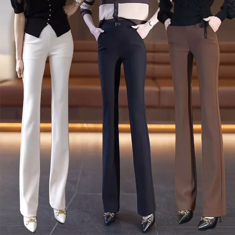 哥弟阿玛施正品微喇叭裤女春夏季薄款高腰显瘦弹力休闲垂坠感洋气