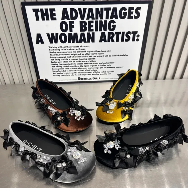 平底单鞋女2025年早春新款黑色时尚百搭圆头蝴蝶结软底舒适奶奶鞋