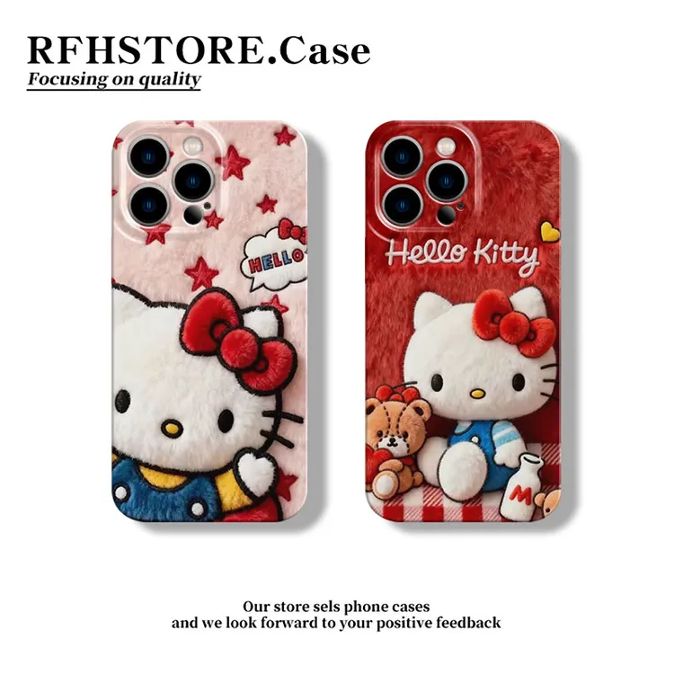 高级毛绒kt适用iPhone17promax菲林手机壳华为P70vivoppo小米17硬