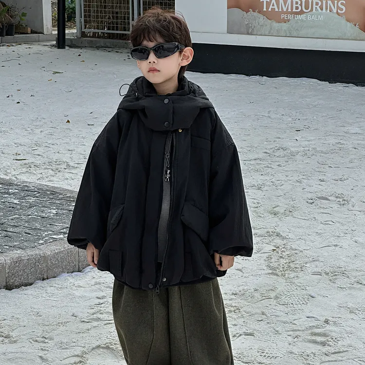 男童棉衣儿童秋冬新款韩版2025新款连帽加绒加厚保暖外套童装潮