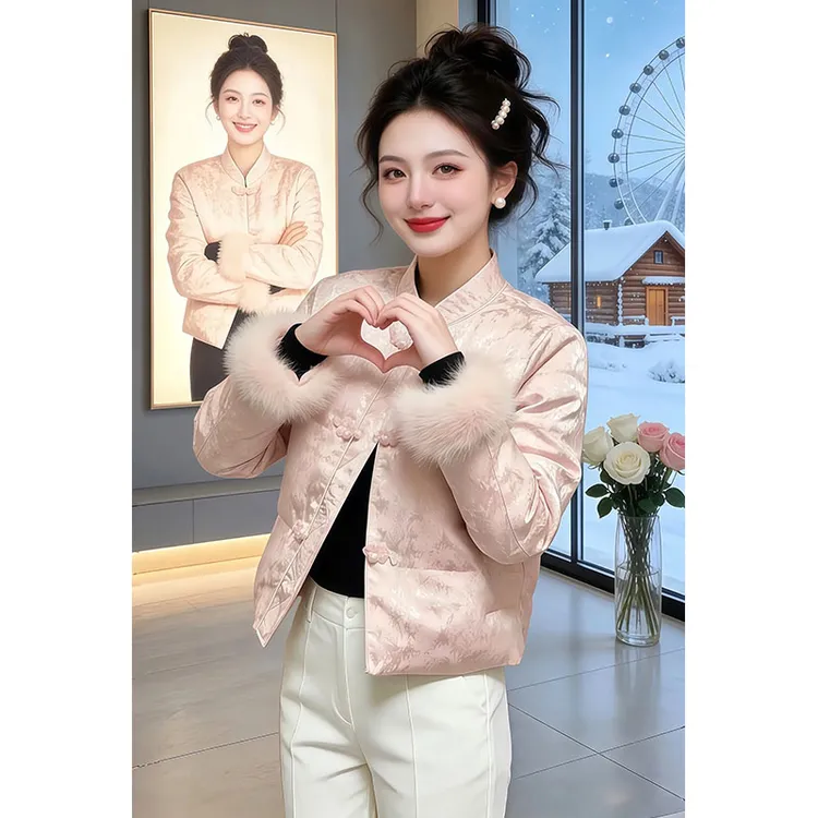 兹伊翰【国色天香】新中式国风棉服2025冬季新款提花高级感棉衣外套