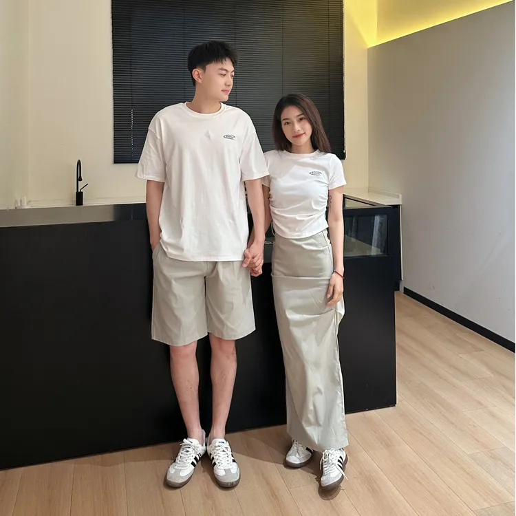 情侣装夏季小众设计韩版短袖T恤半身裙时尚套装男短袖短裤潮
