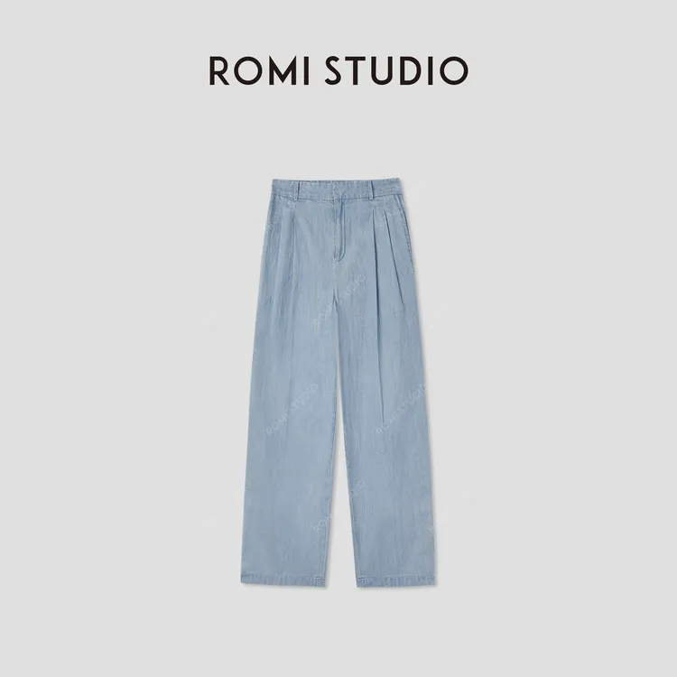 ROMI STUDIO 夏日清新环保洗水 | 棉质浅蓝直筒牛仔裤 RWCSXD2857