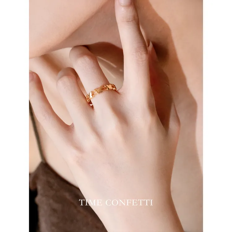 黄铜戒指 镀K金【孙二娘】轻奢气质简约蝴蝶戒指TC 10324