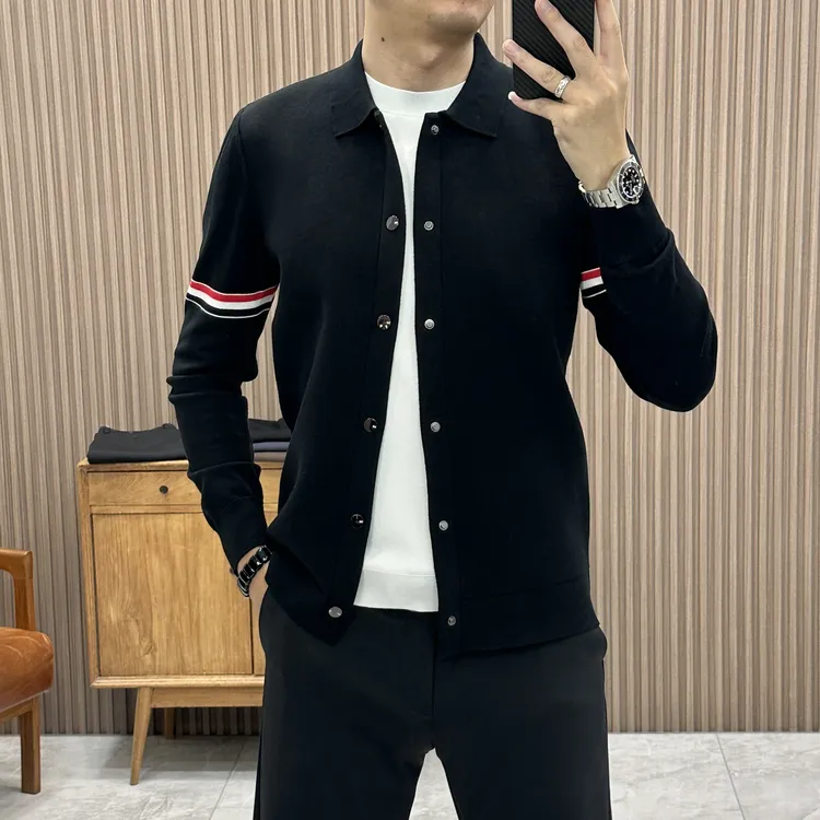 秋季新品简约男士针织外套翻领男士百搭轻奢潮流毛衣98517