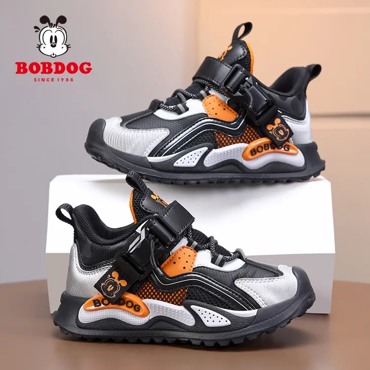 Bobdog/巴布豆男童运动鞋秋季新款儿童皮面休闲鞋男孩百搭跑步鞋