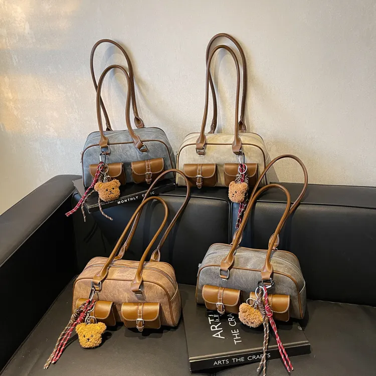 跨境潮流感托特包包女士新款潮撞色单肩包大容量百搭腋下包手拎包