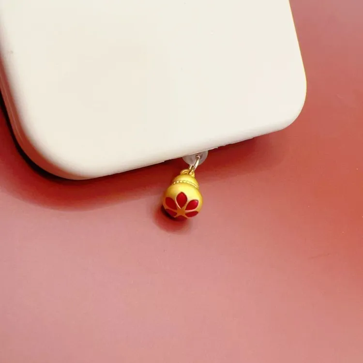 莲花福禄葫芦防尘手机塞充电口堵头挂件苹果华为小米安卓type通用