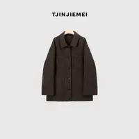 T井姐妹【轻美式】设计感气质100羊毛强梭织大衣外套WT2509-6256