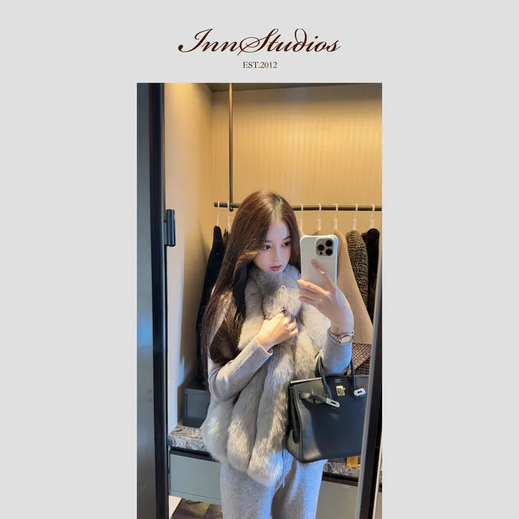 Innstudios“银灰狐狸”进口Saga狐狸毛毛马甲 