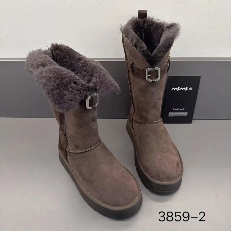 玛莎玛索冬季新款皮毛一体雪地靴3859-2时尚百搭休闲重要防滑保暖