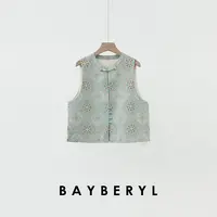BAYBERYL老贝宝花奔鹿*新中式圆领盘扣提花真丝马甲MF5H0806-9/17