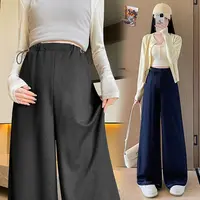 孕妇秋季休闲裤阔腿裤黑色高腰长裤休闲风常规百搭大码孕妇牛仔裤