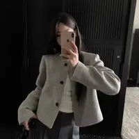 2025年秋季新款气质名媛小香风复古单排扣宽松显瘦百搭外套女