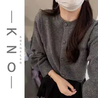 【KNO】秋冬新款四色本布包扣纯色针织小开衫百搭时尚宽松