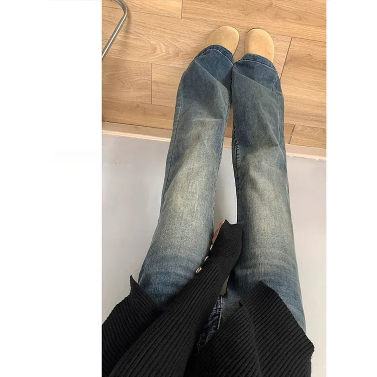 复古微喇牛仔裤女2025春秋新款大码胖mm弹力显瘦梨形身材马蹄裤子