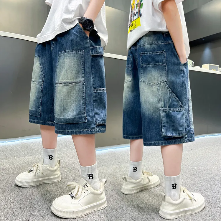 夏装男童牛仔短裤薄款中大童帅气休闲五分裤中裤儿童裤子