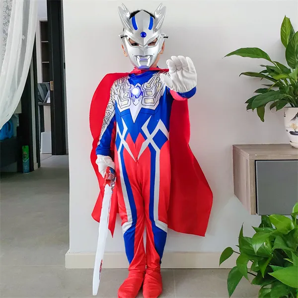 赛罗奥特曼衣服男童面具cosplay发光迪迦女孩连体衣夏季演出服装1