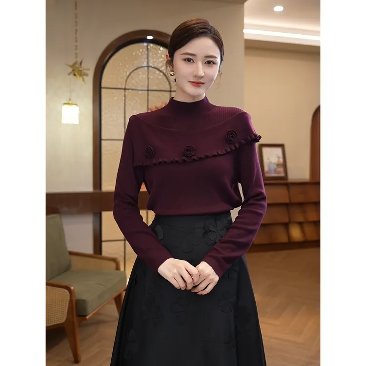 现货2025秋冬新款【8417】含绵羊毛洋气百搭可外穿内搭针织衫毛衣女