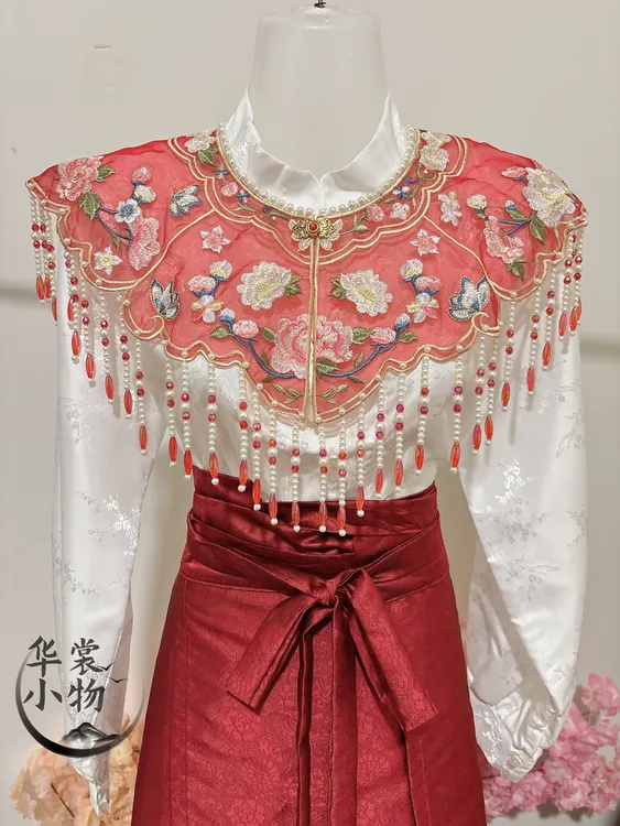 【叠翠】新中式云肩白色国风成人红色重工刺绣流苏正品时尚披肩配饰