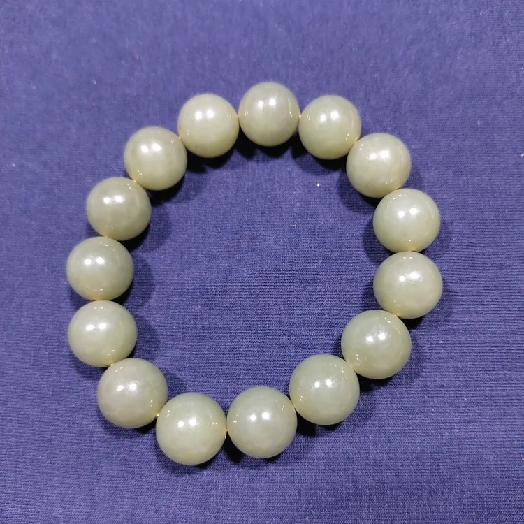 天然和田玉钢板料男士手链