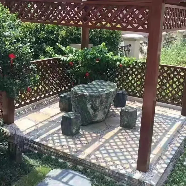 富贵绿整石桌天然户外庭院石头休闲桌椅石材桌凳
