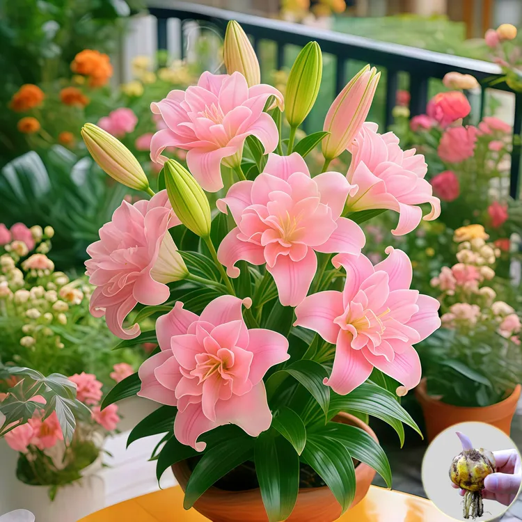 【重瓣大粉色百合】芳香香水百合种球室内盆栽四季开庭院观花百合花