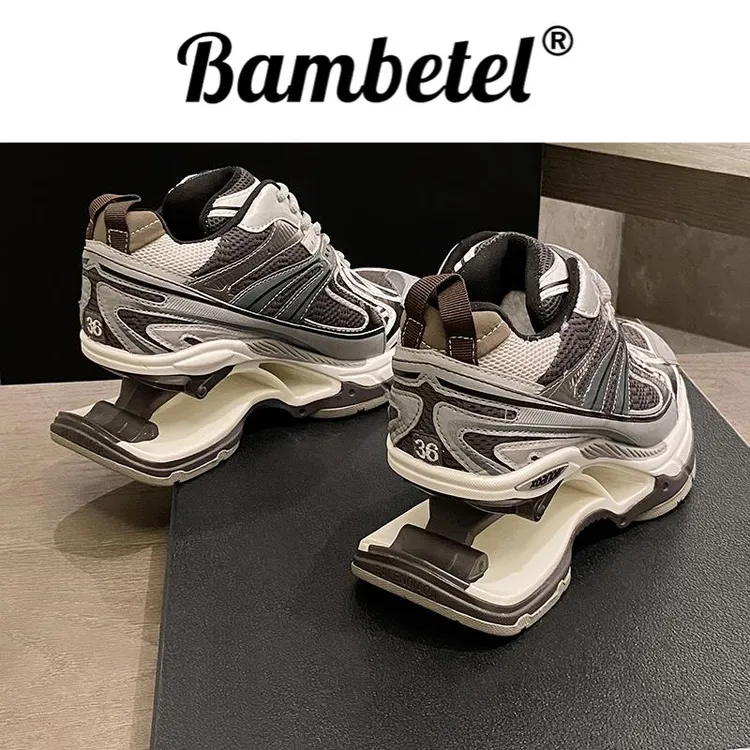 Bambetel悬浮弹簧厚底增高情侣运动男鞋黑色老爹鞋男款鞋子时尚