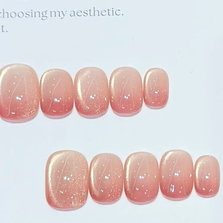 【葡萄碎碎冰】手绘腮红猫眼手工穿戴甲纯手作短款假指甲豆豆甲