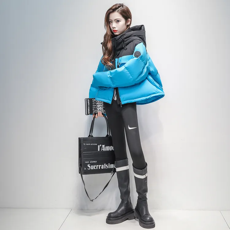 潮牌小个子羽绒服女短款2025冬季设计感加厚连帽90白鸭绒面包服女