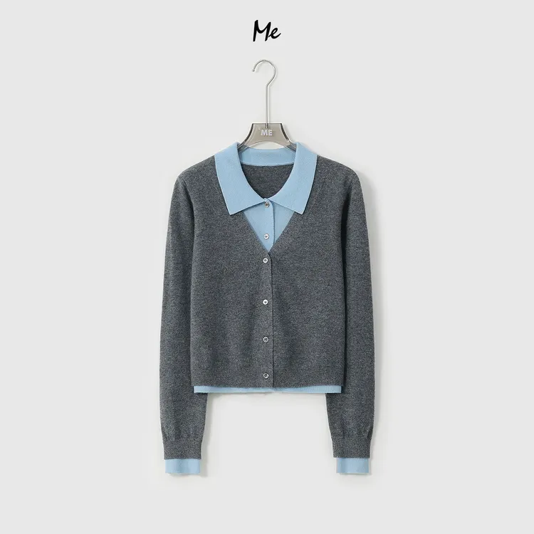 ME【MM100%绵羊毛不费力假两件】超细美利奴绵羊毛针织毛衣MESA3923