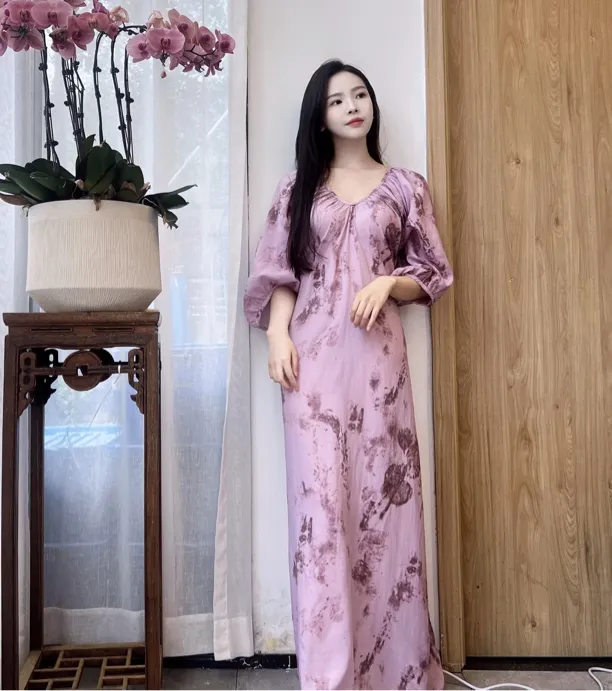 【现货】2025新款棉绸夏季连衣裙遮肉显瘦法系人棉宽松轻薄透气舒适