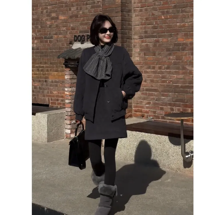 超火一整套2025秋冬新款时尚气质减龄百搭外套短裙两件套