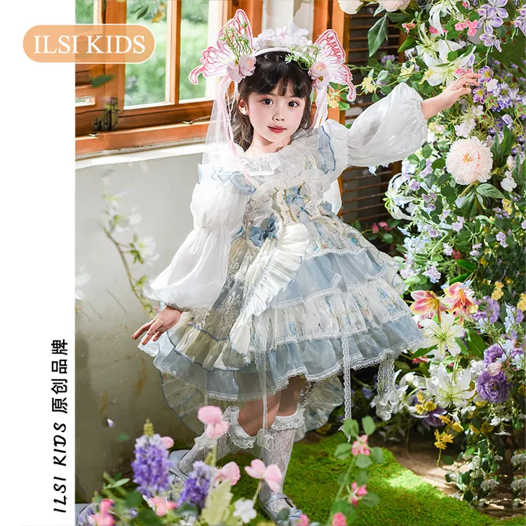 女童连衣裙春秋长袖莫奈花园生日礼服小女孩蓬蓬裙洛丽塔公主裙
