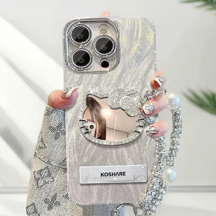 自带镜头膜苹果11手机壳iPhone11Pro镶钻kt猫镜子苹果11ProMax软