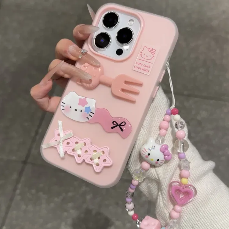 奥菲顿kt猫叉子贴件挂链适用iPhone16/15肤感手机壳14苹果13/12套