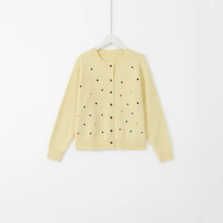 几里与麻 文艺小清新小花刺绣针织开衫 衣长53胸围100 2112644