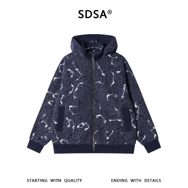 SDSA男士秋冬新款痞帅男装潮牌高级感撞色拉链立领连帽卫衣百搭