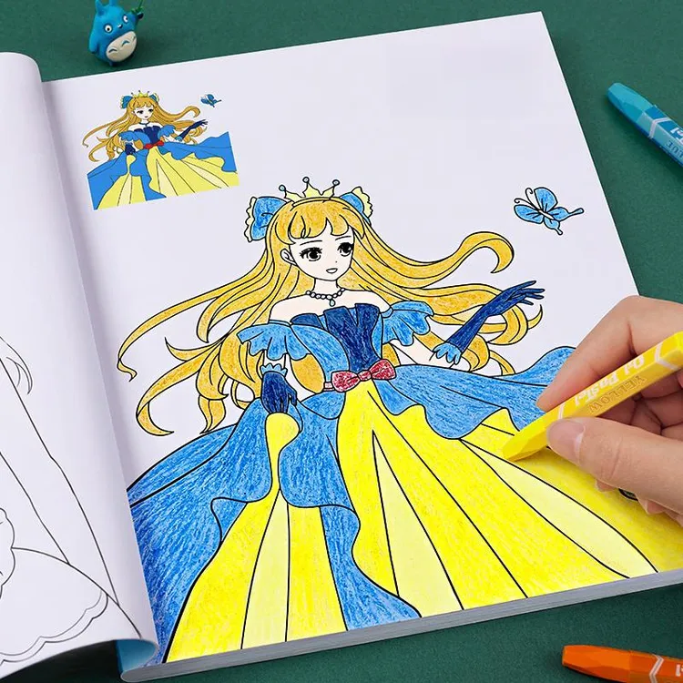 公主涂色书儿童画画本幼儿园图画绘画册女孩工具涂鸦填色绘本套装