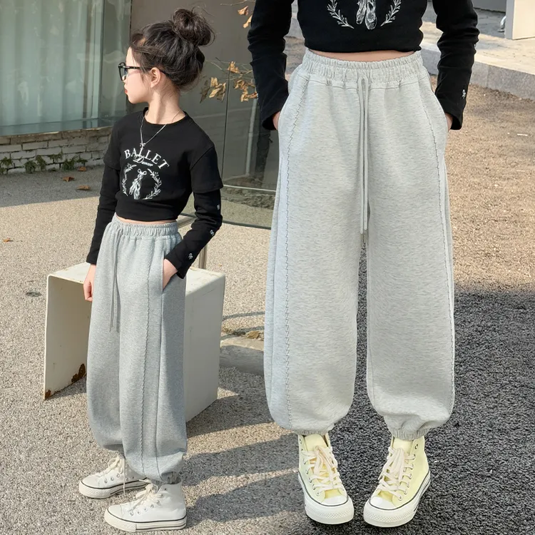 女童裤子春秋款2025新款洋气儿童运动裤宽松小女孩中大童休闲卫裤